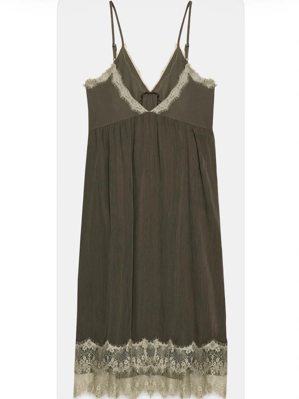 Zara Olive Green Lace Slip Dress NWT XL - Picture 4 of 8